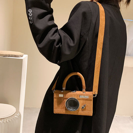 Women Fashion Creative PU Solid Color Camera Style Frosted Crossbody Clutch Bag