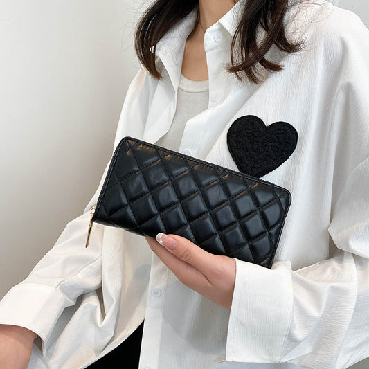 Women'S Fashion Diamond Embroidery Line Mid-Length Dinner Coin Purse