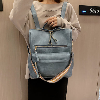 Women Vintage Zipper Design Multifunctional PU Backpack