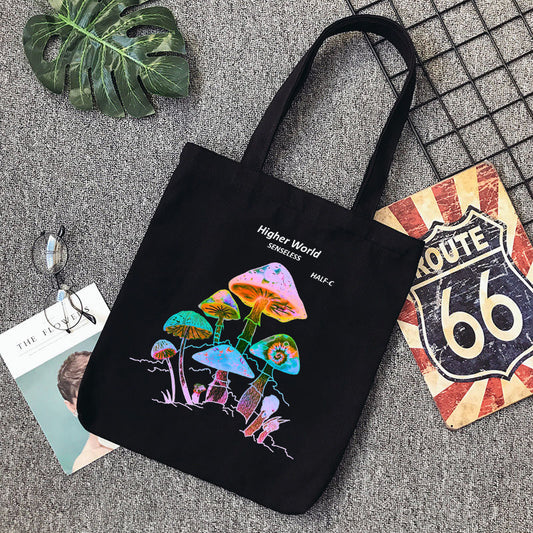 Women Casual Cartoon Pattern Large Capacity Canvas Tote Bag