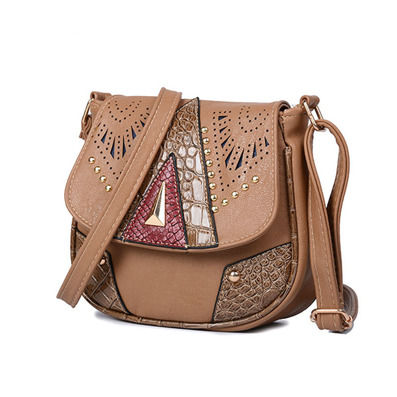 Women Vintage Flap Buckle Design PU Crossbody Bag