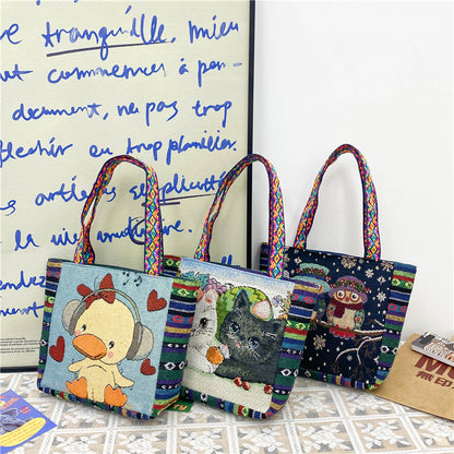 Sac à main mignon de style ethnique rétro de dessin animé 