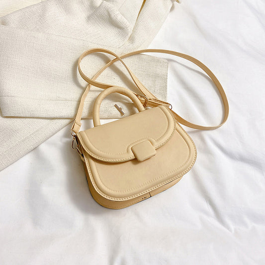Women Fashionable Solid Color Semi-Circle Flap PU Crossbody Bag