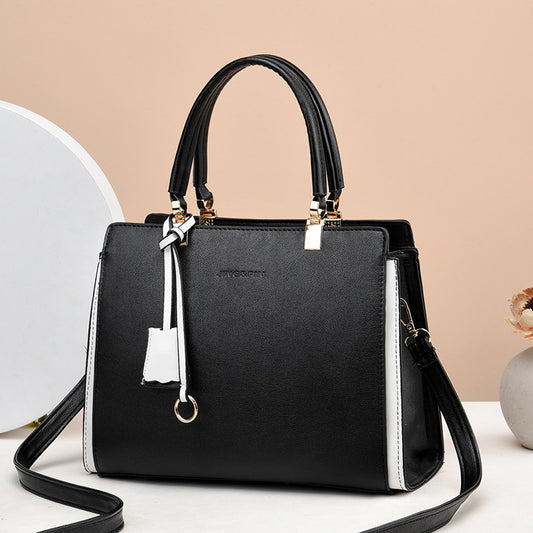 Women Fashion Square Large Capacity PU Handle Shoulder Bag