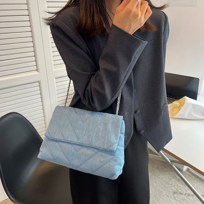 Simple And Stylish Large Capacity Denim Shoulder Bag
