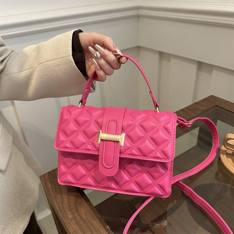 Sac à bandoulière carré simple et tendance de couleur unie 