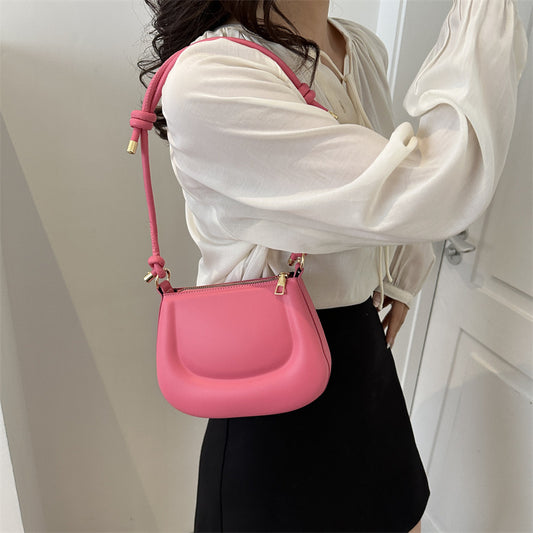 Sac à bandoulière à fermeture éclair de couleur unie pour femme 