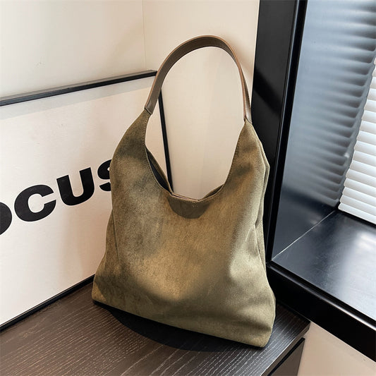 Sac à bandoulière en daim vintage décontracté pour femme, grande capacité, pour l'automne et l'hiver 