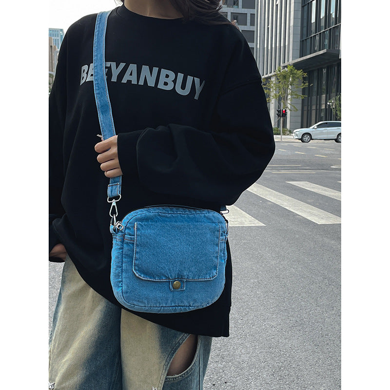 Simple Casual Flip Denim Shoulder Bag