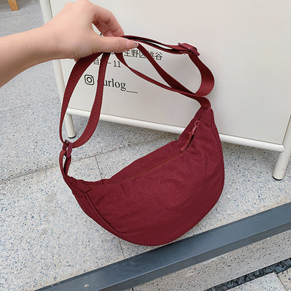 Simple Casual Solid Color Nylon Crossbody Bag