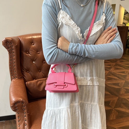 Mini sac bandoulière simple et tendance de couleur unie 