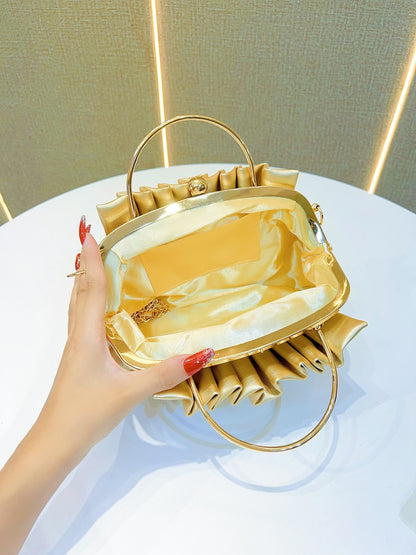 Sac à main élégant plissé en strass pour banquet, tendance pour femmes 