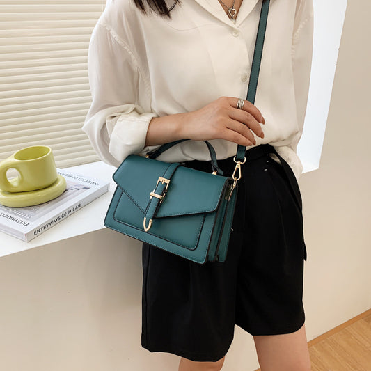 Women Fashion Solid Color Flap Square PU Crossbody Bag
