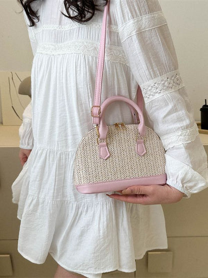 Sac à main simple à bandoulière en coquillage tissé pour femme 