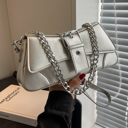 Sac à main tendance à chaîne de couleur unie pour femme 