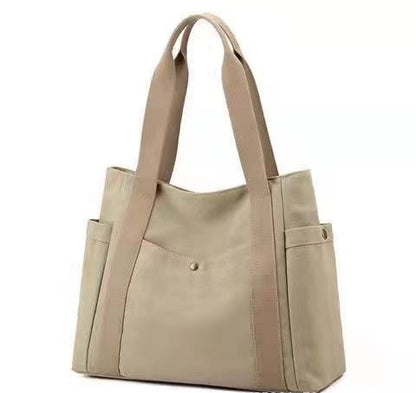 Women Casual Solid Color Large Capacity Clutch One Shoulder Tote Canvas Bag