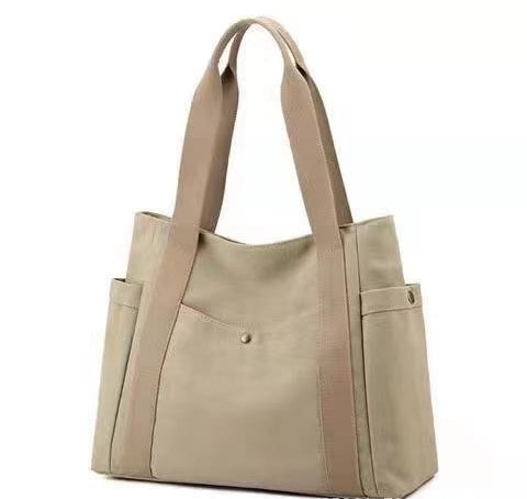 Women Casual Solid Color Large Capacity Clutch One Shoulder Tote Canvas Bag