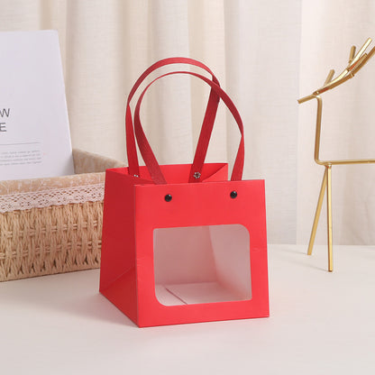 Sac d'emballage cadeau carré en papier kraft transparent, simple et tendance 