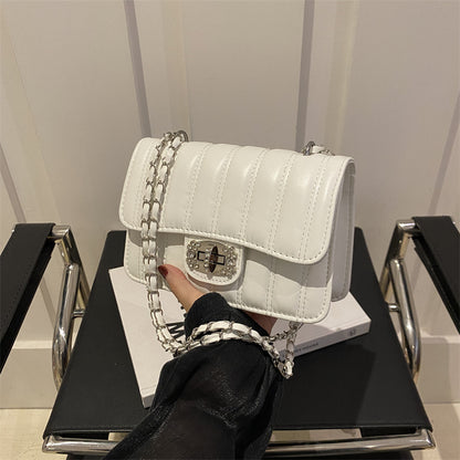 Sac à bandoulière carré plissé à chaîne pour femme, décontracté, couleur unie 