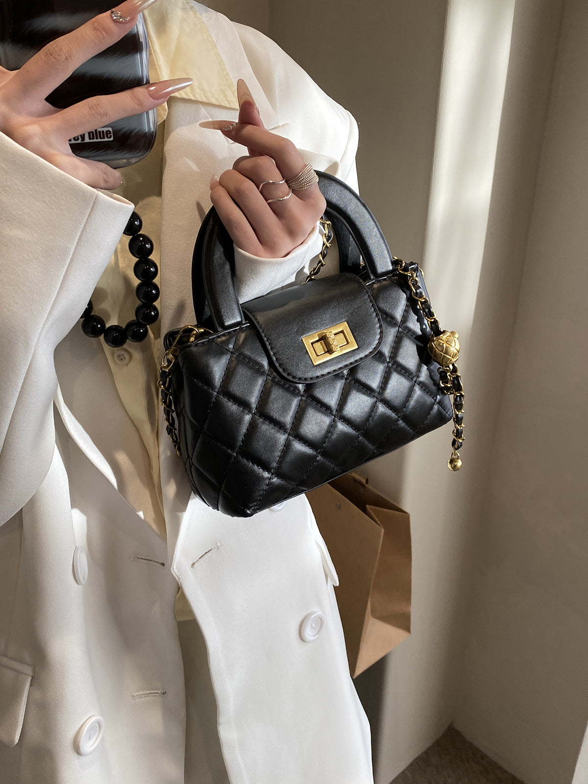 Simple Solid Color Chain Shoulder Bag