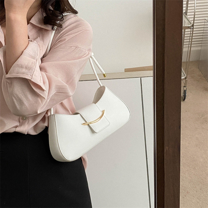 Women Fashion Simple Solid Color Flap Zipper Shoulder Underarm Bag