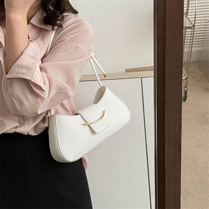 Women Fashion Simple Solid Color Flap Zipper Shoulder Underarm Bag