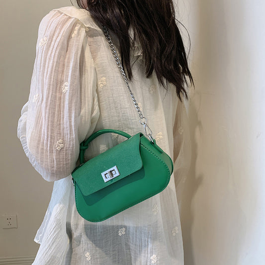 Women Fashion Simple Solid Color Chain Shoulder Bag