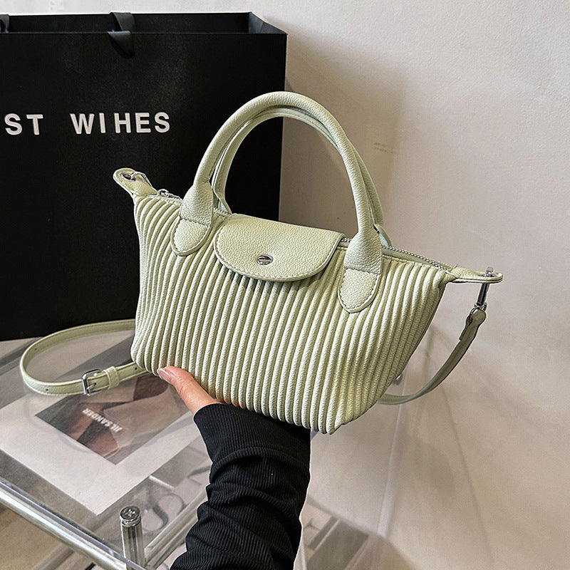 Sac à main plissé de grande capacité pour femme, couleur unie, tendance 