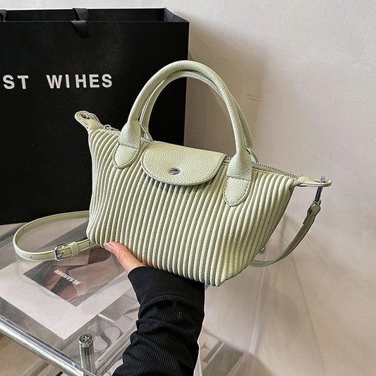 Sac à main plissé de grande capacité pour femme, couleur unie, tendance 