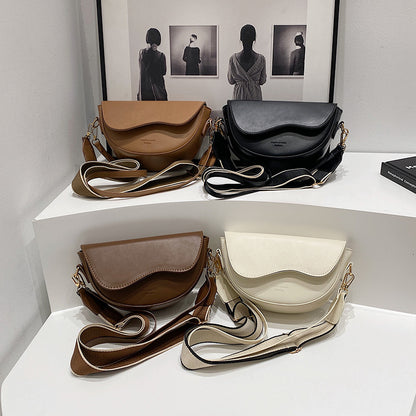 Sac à bandoulière vintage à rabat solide 