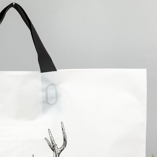Simple White Deer Head Printing Large Capacity Shopping Gift Plastic Tote Bag