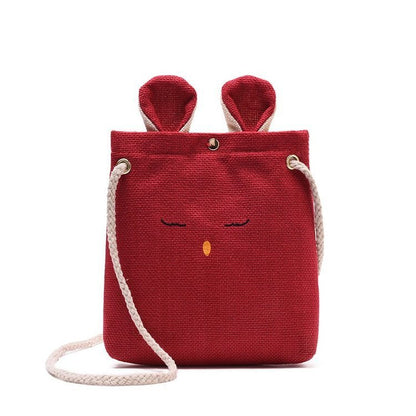 Women Cute Rabbit Shape Design Linen Crossbody Bag