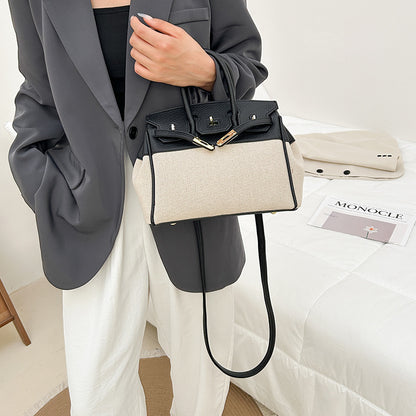 Sacs à main élégants en toile de grande capacité avec contraste de couleurs 