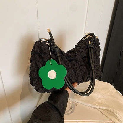 Sac à bandoulière plissé de grande capacité pour femme, décontracté, couleur unie 