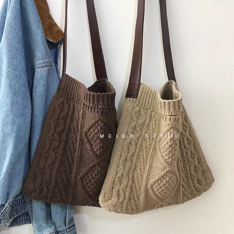 Women'S Fashion Retro Wool Knitted Shoulder Bag