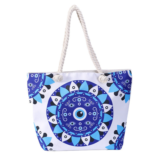 Women Casual Large Capacity Evil Eye Canvas Bag