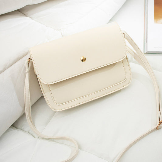 Women Casual Basic Flap Buckle Design Solid Color PU Crossbody Bag