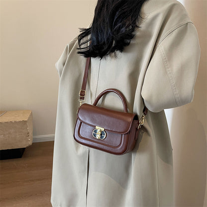 Women Fashionable Simple Square Flap Lock Crossbody Bag