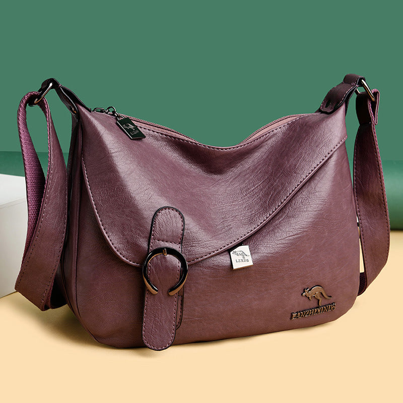 Sac à bandoulière en cuir PU souple vintage simple pour femme 