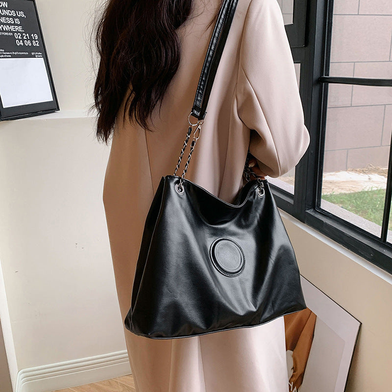 Women Casual Vintage Simple Large Capacity PU Tote Bag