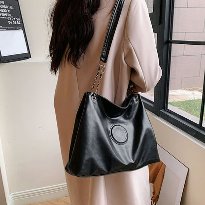 Women Casual Vintage Simple Large Capacity PU Tote Bag