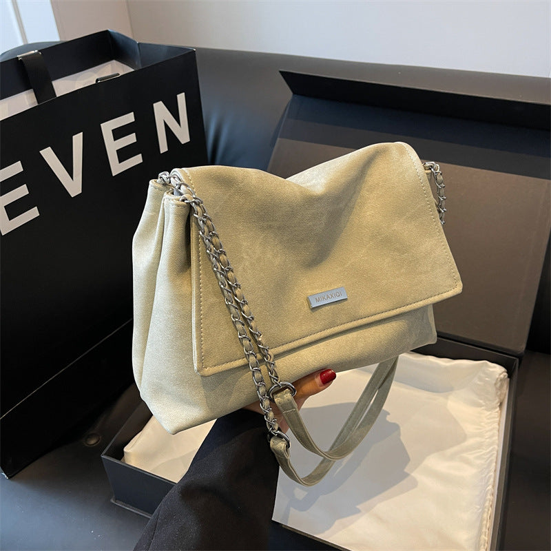 Women Fashion Casual Simple Solid Color Chain Shoulder Bag