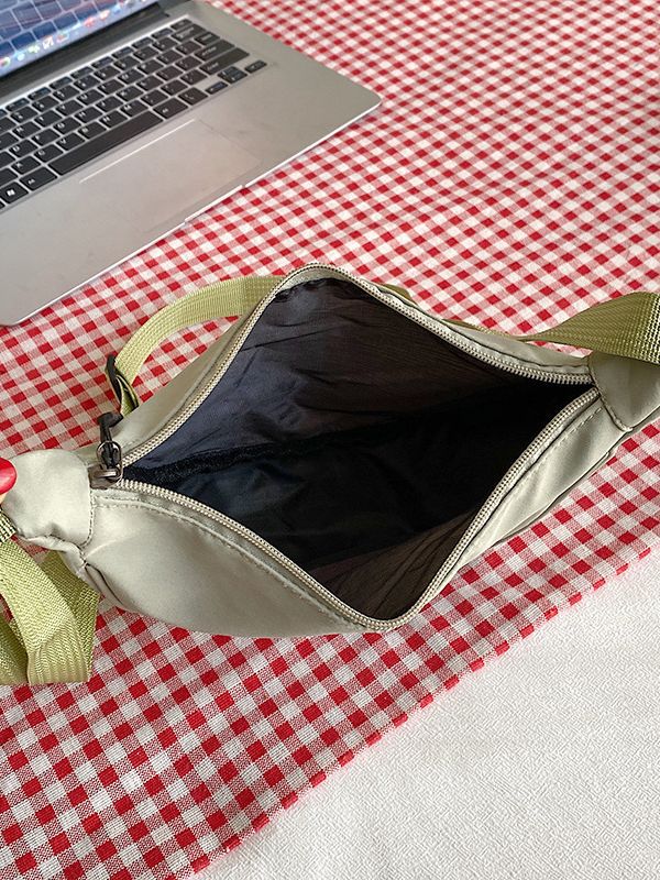 Sac à bandoulière simple et tendance pour femme, couleur unie, fermeture éclair, forme boulette 