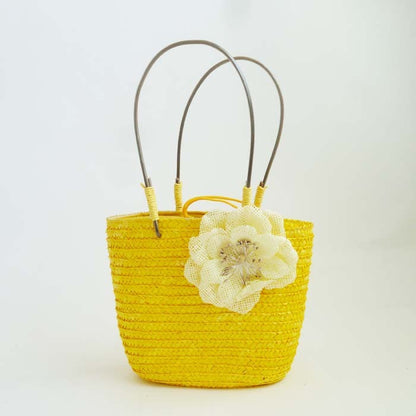 Women Fashion 5 Colors Floral Straw Bag Handbag