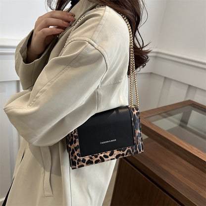 Mini sac à bandoulière carré à chaîne léopard tendance 