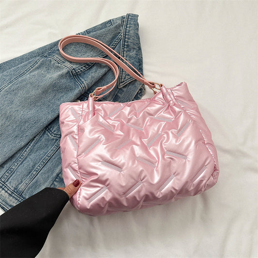 Women Fashionable Solid Color Large Capacity PU Tote Bag