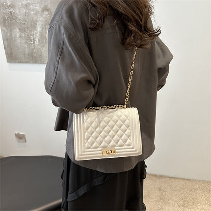 Women Simple Casual Solid Color Square Chain Shoulder Bag