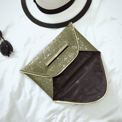 Women Chic Sequin Clamshell Design Solid Color Clutch Bag