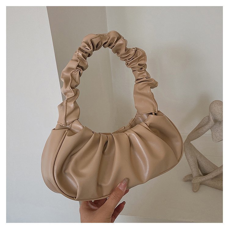 Sac à bandoulière plissé de couleur unie pour femme 