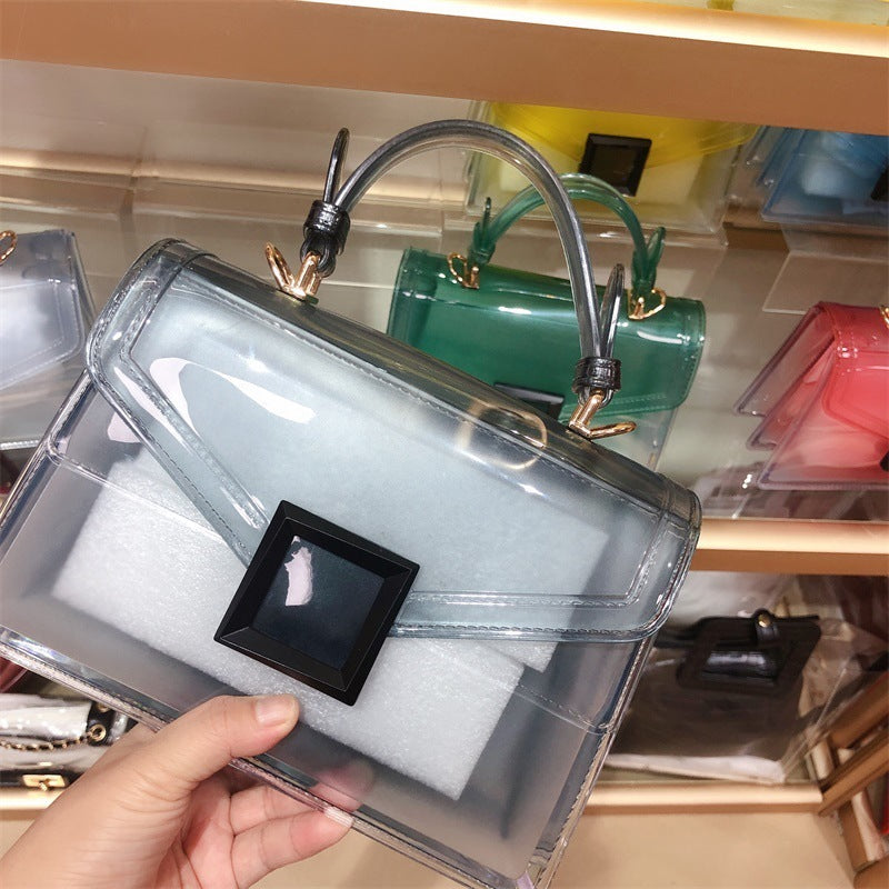 Jelly Bag Transparent PVC Women Gradient Color Small Square Bag